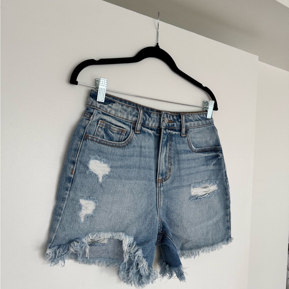 Cello Light Blue Distressed Jean Shorts